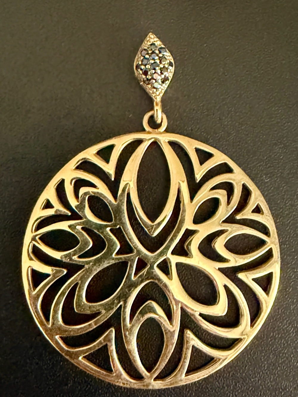 BELLEZZA 18K YELLOW GOLD OVER BRONZE OPENWORK GEOMETRIC MEDALLION PENDANT